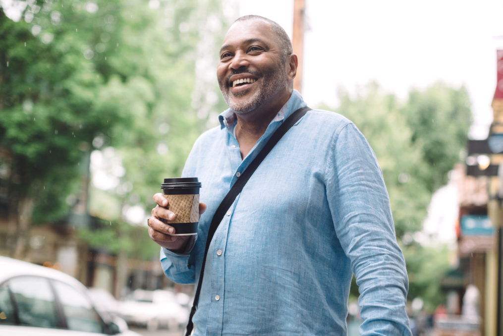 Mature Man in City Downtown