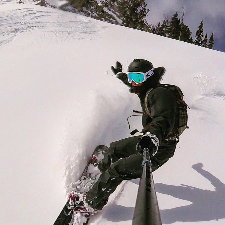 Mark snowboarding at Jackson hole using his GoPro