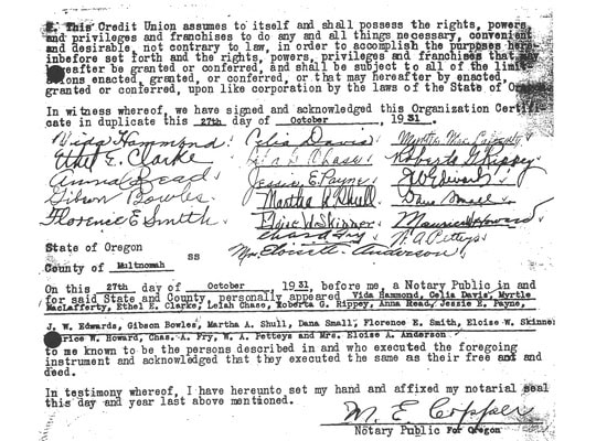 Organization certification for portland teachers credit union 1931 historical archive onpoint community credit union