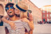young couple traveling in europe